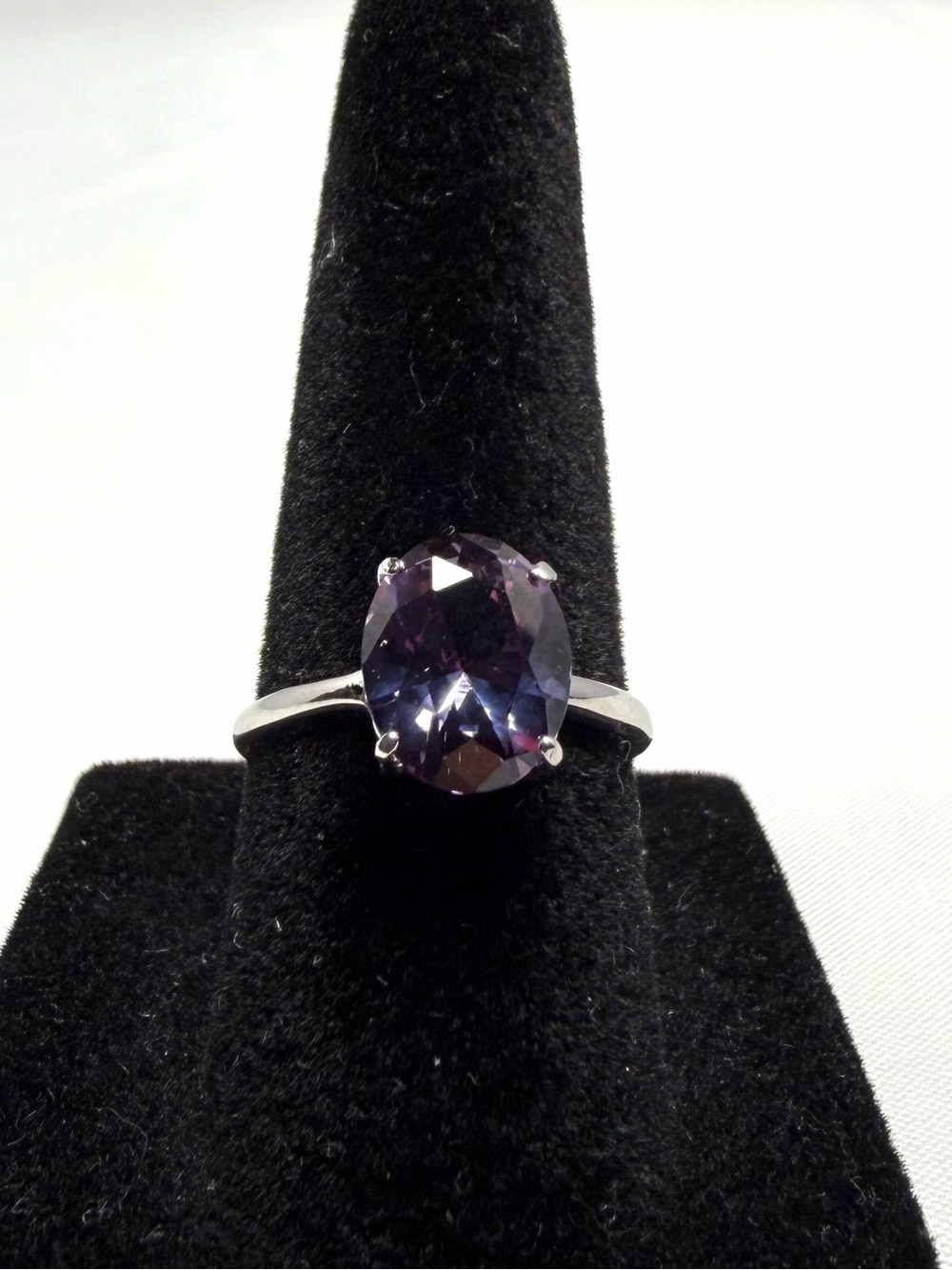 Lab Alexandrite Ring 3.89ct 10K White Gold Color Change NWT Size 6.5